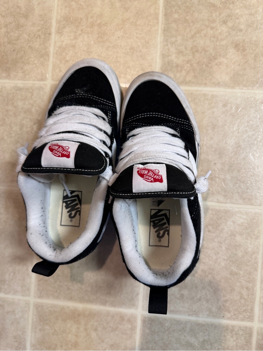 Vans Kids Black and White Low-Top Skate Sneakers
